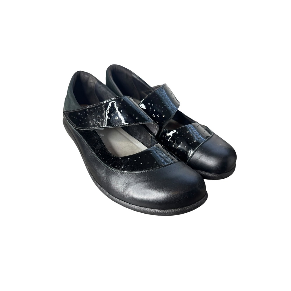 Naot Aroha Black Leather Patent Perforated Mary Jane Flats Shoes Womens 42 11